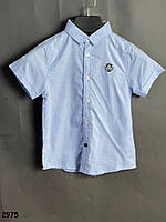Рубашка с коротким рукавом и вышивкой на мальчика 4-12р