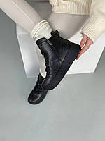 Кросівки жіночі шкіряні чорного кольору зимові хорошее качество Размер 36