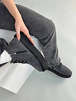 Черевики жіночі замшеві сірі на чорній підошві зимові хорошее качество Размер 40