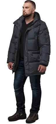 Чоловіча графітова зимова куртка великого розміру модель 3284 (КЛАД ТІЛЬКИ 60(5XL)) Поліестер з вітро - і водозахисним покриттям, Знімний, Да, Куртка великого розміру, Поліестер, Може трохи відрізнятися від кольору реального виробу. Це пов'язано з налашту, фото 2