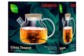 Заварник Ardesto Midori, 600 мл, боросилікатне скло, бамбук, фото 4