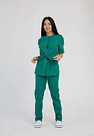 Медичний костюм жіночий зеленого кольору, медичний костюм на ґудзиках Сабріна, незвичайний, р.42-58.