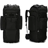 Армійський туристичний рюкзак 70 л, 65х16х35 см, Чорний, A21 якісний рюкзак для військових, фото 3
