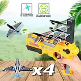 Дитячий іграшковий пістолет з літачками Air Battle катапульта з літаючими літаками арбалет Жовтий RL 899-10, фото 3