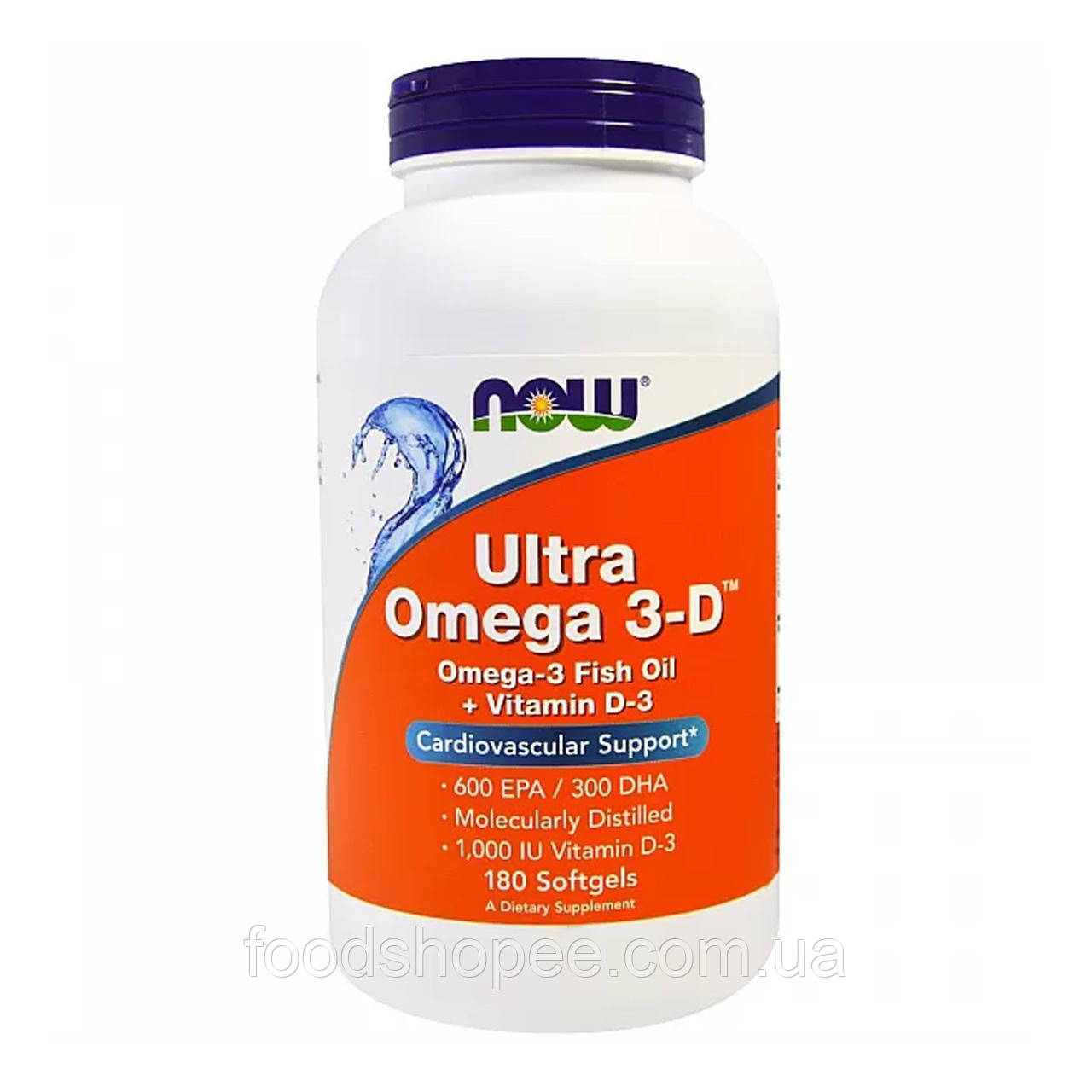 Омега 3-Д Ультра (Ultra Omega 3-D) 180 капсул NOW-01664