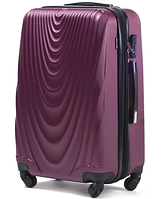 Средний практичный бордовый дорожный четырехколесный чемодан пластиковый wings 304 размер M