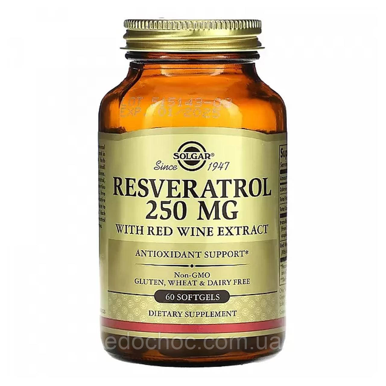 Ресвератрол (Resveratrol) 250 мг 60 капсул SOL-02484