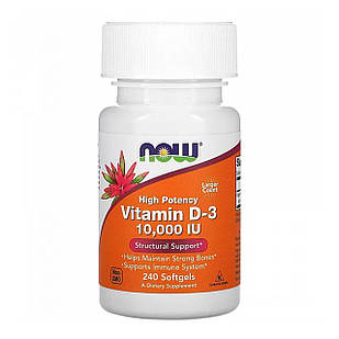 Вітамін D3 (Vitamin D3) 10000 МО 240 капсул NOW-00385