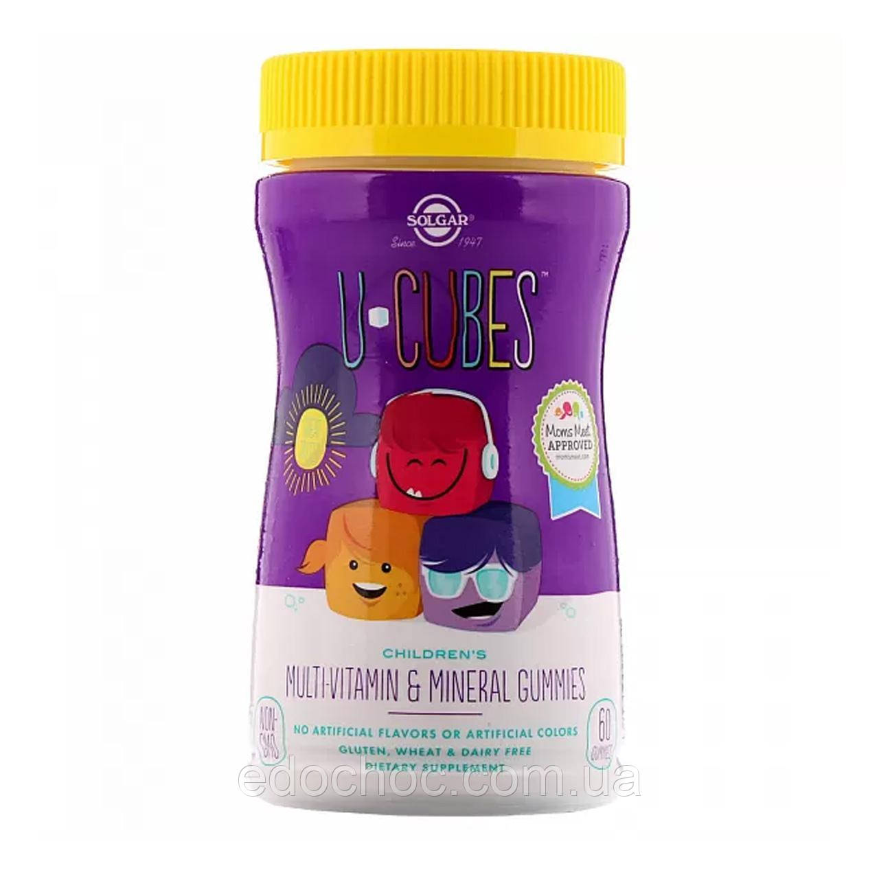 Мультивітаміни та мінерали для дітей (Childrens Multi-vitamin&Mineral U-Cubes) 60 цукерок SOL-52550