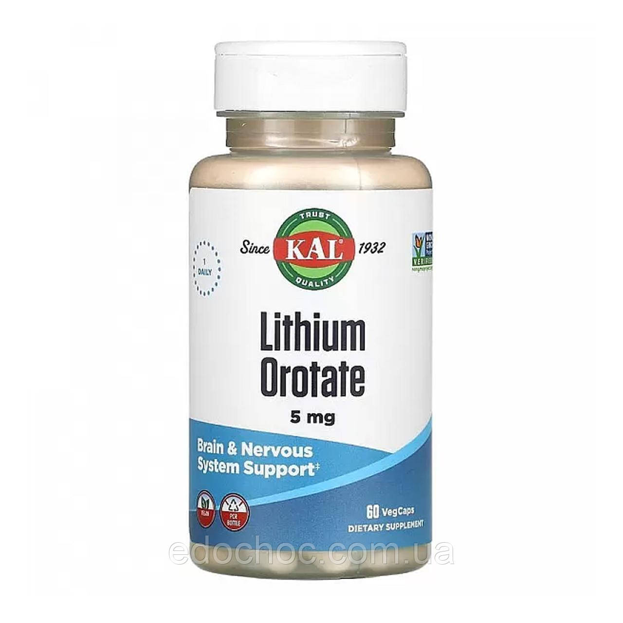 Оротат літію (Lithium Orotate) 5 мг 60 капсул CAL-38038, фото 1