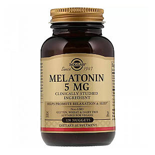 Мелатонін, Melatonin, Solgar, 5 мг, 120 жувальних таблеток SOL-01937