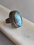 Кільце з натуральним каменем лабрадор. Перстень овал в сріблі. 17,5 розмір. Індія, фото 2