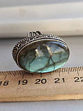 Кільце з натуральним каменем лабрадор. Перстень овал в сріблі. 17,5 розмір. Індія, фото 7