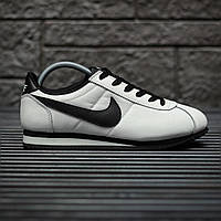 Мужские кроссовки Nike Cortez (белые с черным) модные демисезонные кроссы 1934 Найк