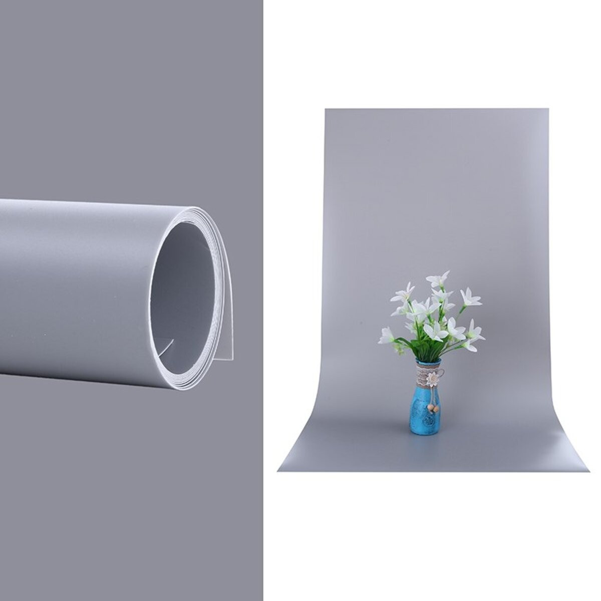 120x200 см Пластиковий сірий ПВХ фон для знімання Visico PVC-1220 Grey