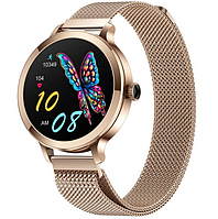 Стильные металлические смарт часы женские золотые с металлическим браслетом для айфона и андроид