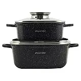 Набір квадратних каструль Kamille 5 предметів з прихватками, фото 3