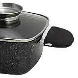 Набір квадратних каструль Kamille 5 предметів з прихватками, фото 6