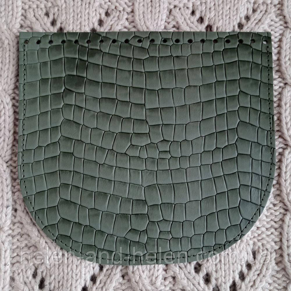 Клапан для в'язаної сумки.  Зелений пітон, фото 1