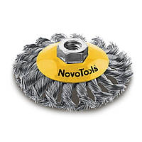 Щетка на болгарку конусная NovoTools 125 мм плет. сталь