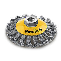 Щетка на болгарку конусная NovoTools 115 мм плет. сталь