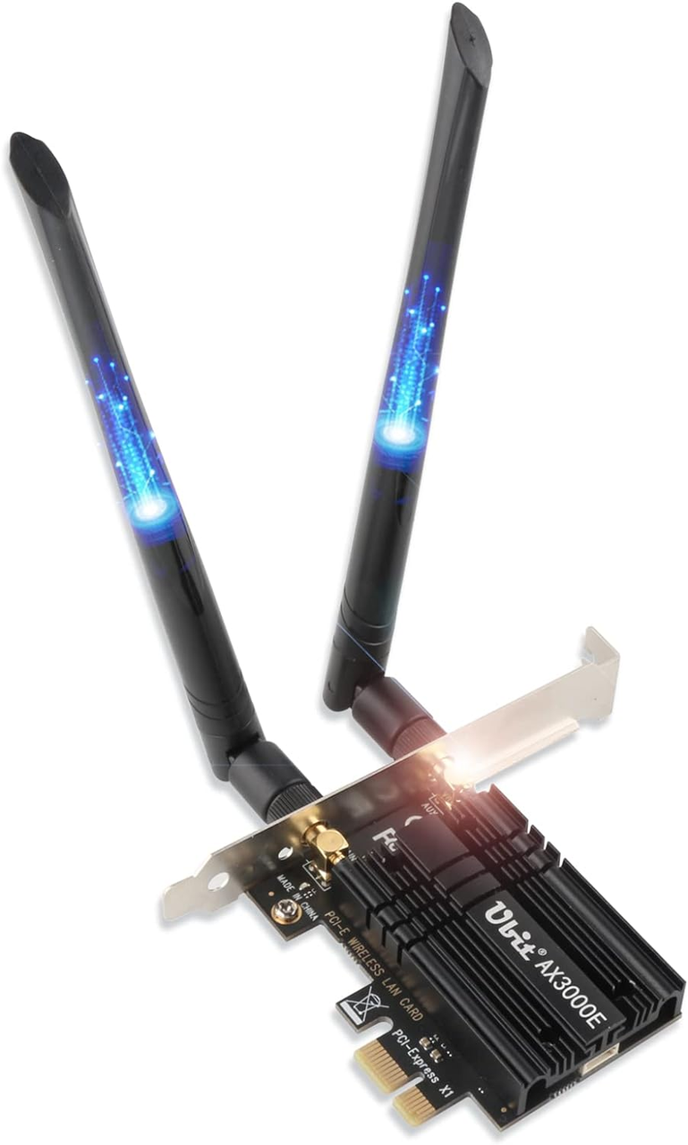 Ubit Wi-Fi 6 AX3000E PCIE 2974 Мбіт/с тридіапазонна Wi-Fi мережева карта (6G/5G/2,4G), BT 5.2, OFDMA, MU-MIMO, фото 1