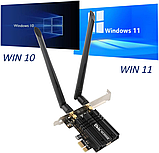 Ubit Wi-Fi 6 AX3000E PCIE 2974 Мбіт/с тридіапазонна Wi-Fi мережева карта (6G/5G/2,4G), BT 5.2, OFDMA, MU-MIMO, фото 6