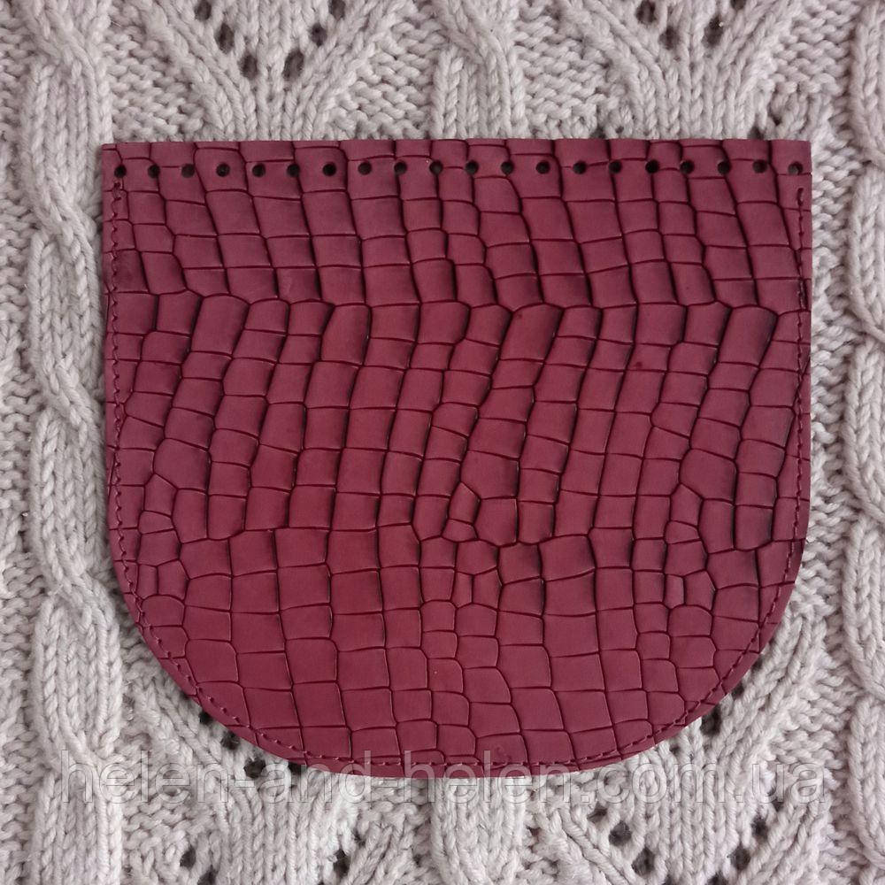 Клапан для в'язаної сумки. Бордовий пітон, фото 1