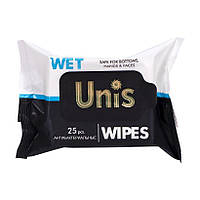Универсальные антибактериальные влажные мягкие салфетки 25 шт для тела UNIS 331864 в упаковке 3 шт
