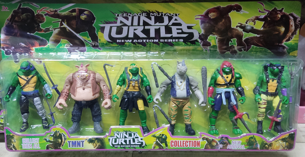 Черепашки ниндзя Набор героев Mutant Ninja Turtles 6 pack 6 героїв висота 16 см, підсвічування