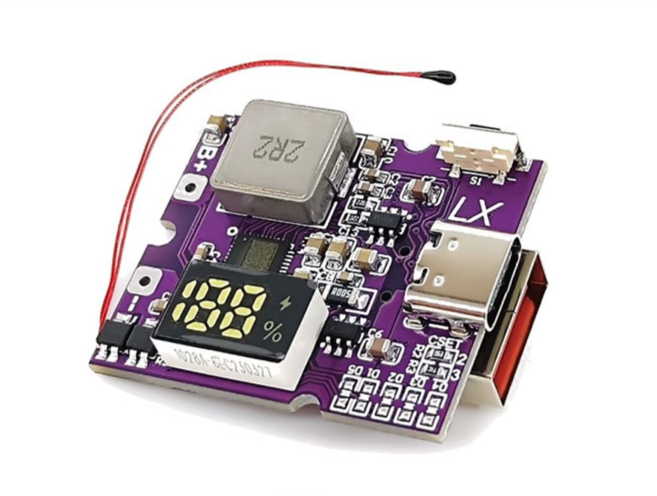 Модуль швидкої зарядки QC4+PD3.0, 22.5Вт, 5А, QC4+/QC4/QC3.0/QC2.0, Type-C + USB-A c дисплеєм