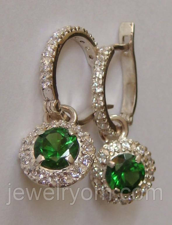 Сережки 105015ЮМ, срібло 925 проба, кубічний цирконій.