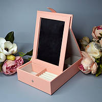 Шкатулка-органайзер с зеркалом 18х6х24 см.Розовая