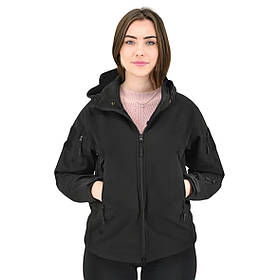 Жіноча куртка тактична Eagle Soft Shell із флісом Чорна XS (3_04364)