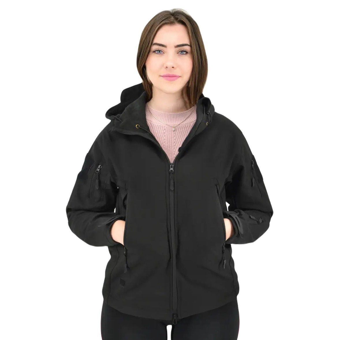 Жіноча куртка тактична Eagle Soft Shell із флісом Чорна S (3_04365)