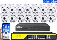 Комплект видеонаблюдения на 12 внутренних IP камер Hiseeu 4Мп POE