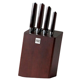 Набір кухонних ножів HuoHou Composite Steel Kitchen Knife Set 4шт + підставка HU0033 Brown