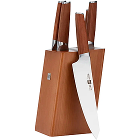 Набір кухонних ножів HuoHou Stainless Steel Kitchen Knife Set 5шт + підставка HU0158 Brown