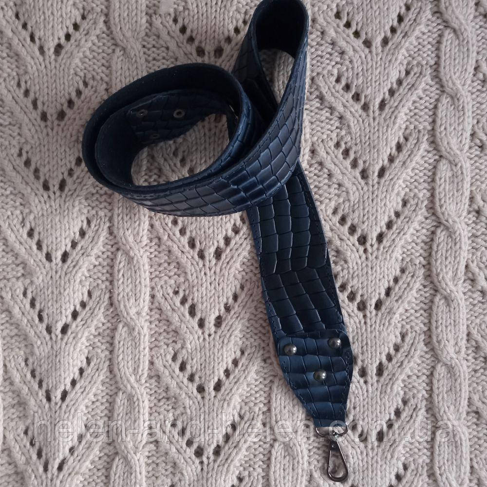 Широкий (гітарний) ремінь. Синій пітон, фото 1