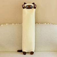 Мягкая игрушка подушка антистресс Кот батон подушка кот длинный Подушки-игрушки котик сиамский бежевый 50 см