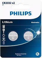 Батарейка Philips літієва CR 2032 блістер 2 шт. (CR2032P2/01B)