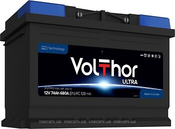 Акумулятор автомобільний VOLTHOR Ultra 74 Ah (R+) (680A)