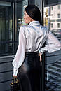 Жіноча шовкова біла блуза сорочка Ірма 42 44 46 48 розміри, фото 2
