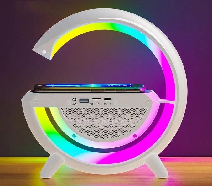 Настольная смарт лампа, ночник BT-3401 RGB Rainbow Light-Wireless Happy Light с Bluetooth колонкой и зарядкой - фото 7 - id-p2090189868