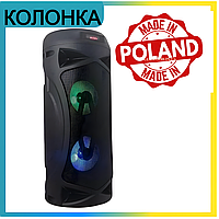 Черная, беспроводная блютуз колонка Bass Polska BH 15944 с подсветкой (Портативные аккумуляторные колонки)