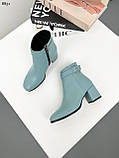 Жіночі шкіряні ботильйони класичні демісезонні на середньому підборі, фото 8