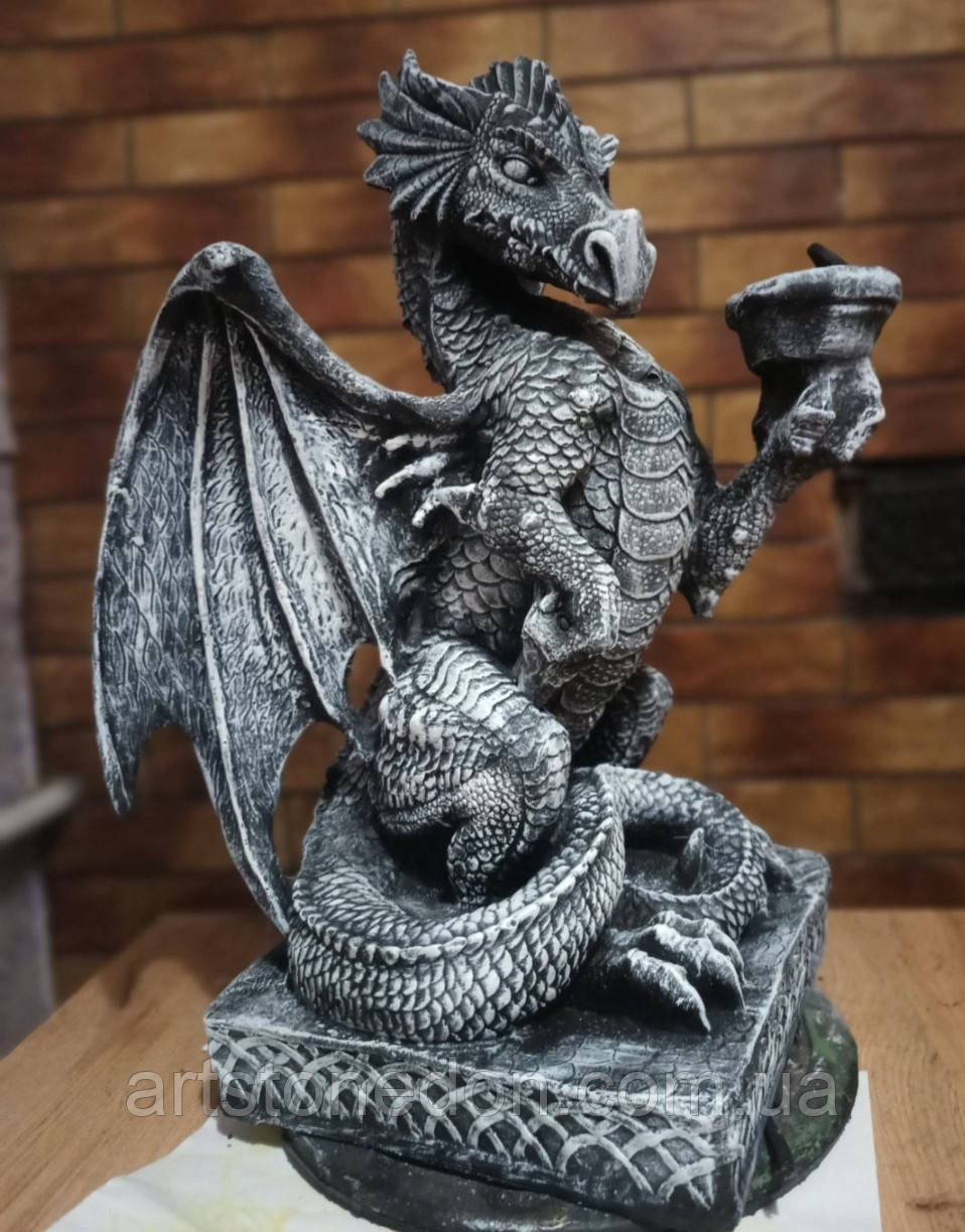 Фігура садова Дракон світильник 45 см, фото 1