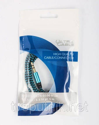Кабель Ultra 3.5mm St - 3.5mm St (UC74-0100 blue), 1.0м, фото 3