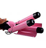 Потрійна плойка для волосся Geemy Gm-1956, щипці для завивки волосся, фото 2