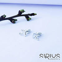 Срібні сережки пусети Парасолька